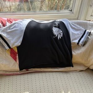 Black and White Crop Top with Graphic Design